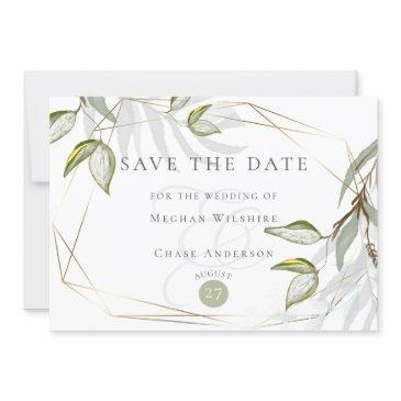 watercolor rustic dusty sage foliage save the date invitation