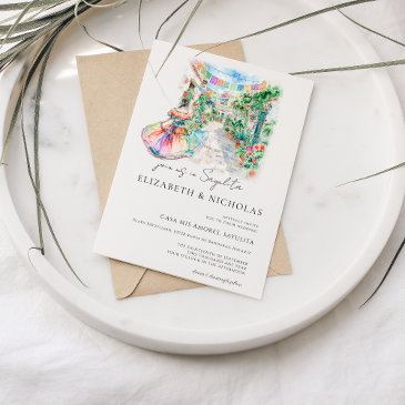 watercolor sayulita mexico wedding invitation