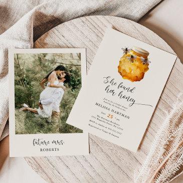 watercolor she found her honey photo bridal shower invitation