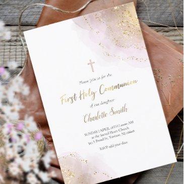 watercolor splash | first holy communion invitati invitation