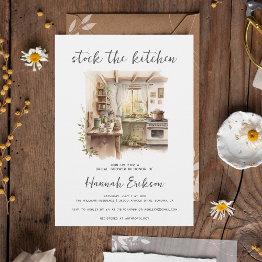 Small Watercolor Stock The Kitchen Bridal Shower Invitation Front View