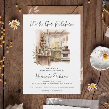 watercolor stock the kitchen bridal shower invitation