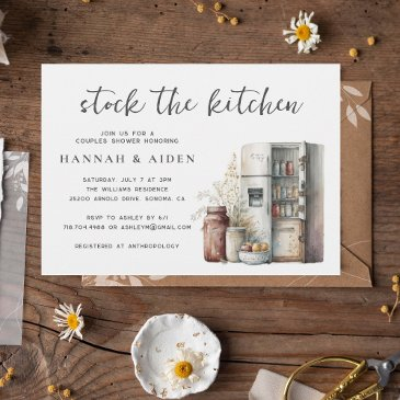 watercolor stock the kitchen couples shower invitation