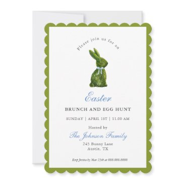 watercolor topiary bunny easter brunch invitation
