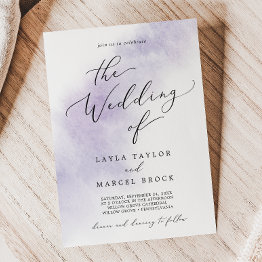 Small Watercolor Wash | Purple The Wedding Of Invitation Front View