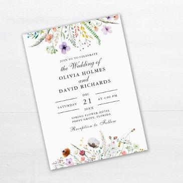 watercolor wildflower meadow wedding invitation