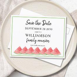 Small Watermelon Family Reunion Save The Date Announcement Postinvitations Front View