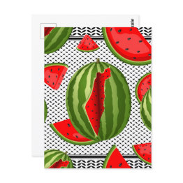 Small Watermelon Palestine Map Slice Postinvitations Front View