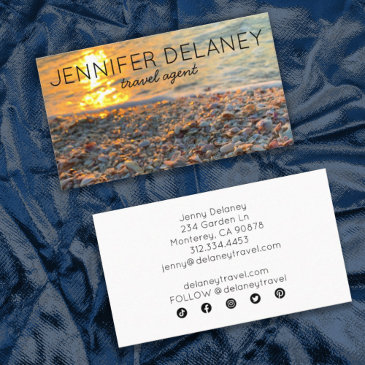 waves sunset seashells photo travel social media business invitations