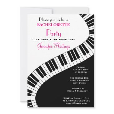 wavy curved piano keys bachelorette party invitation