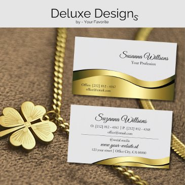 wavy gold decor on light gray classy and luxury business invitations