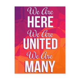 Small We Are Here United Many Protest Postinvitations Front View