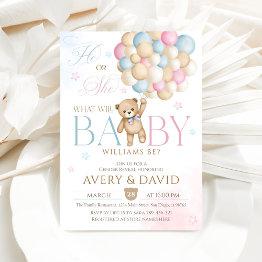 Small We Can Bearly Wait Gender Reveal He Or She Invitation Front View
