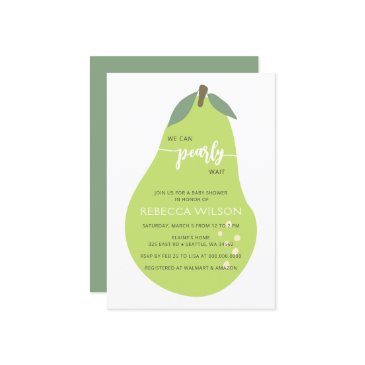 we can pearly wait fall pear baby shower invitation