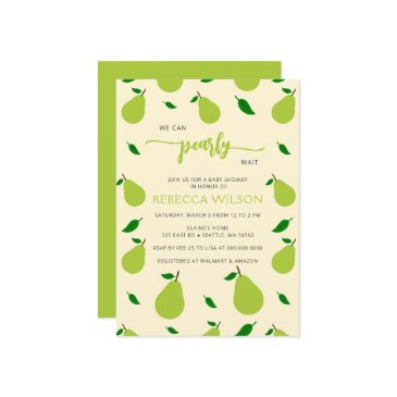 we can pearly wait fall pear baby shower invitation