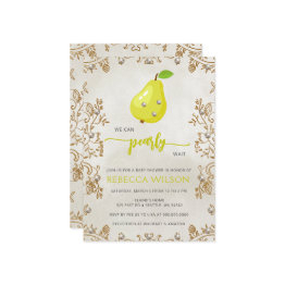 Small We Can Pearly Wait Fall Pear Baby Shower Invitation Front View