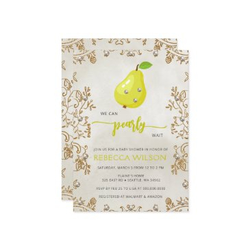 we can pearly wait fall pear baby shower invitation