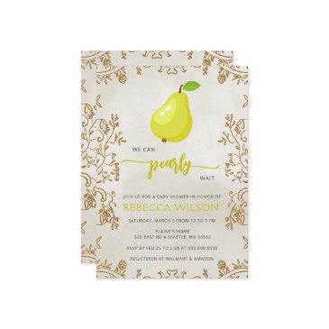 we can pearly wait fall pear baby shower invitation