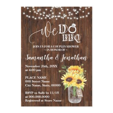 we do bbq couple shower sunflowers country wedding invitation