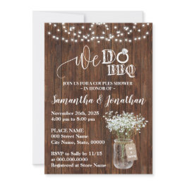 Small We Do Bbq Couples Shower Country Wedding Invitation Front View
