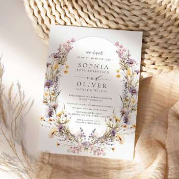 we eloped modern wildflowers elopement wedding invitation