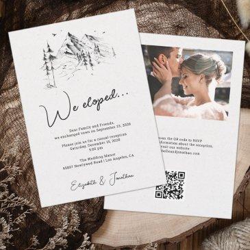 we eloped mountain forest hand drawn sketch invitation