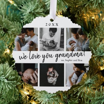 we love you grandma 6 photo collage ornament invitations