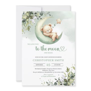 we love you to the moon and back gender neutral invitation