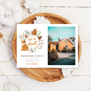we’ve moved thanksgiving wreath new address photo invitation