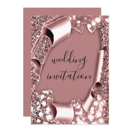 Small Wedding 3d Cart Effect Frame Florals Rose Glam Invitation Front View