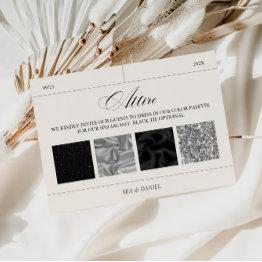 Small Wedding Attire Black & Silver Color Palette Invitations Front View