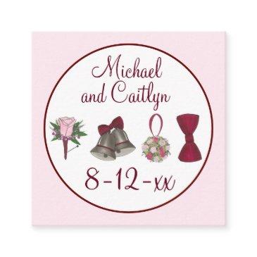 wedding bells flowers bow tie bridal rose bouquet enclosure invitations