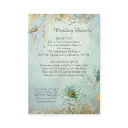 Small Wedding Details Peacock Feathers Elegant Small Business Invitations Front View