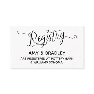 wedding gift registry invitations w/ elegant script