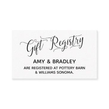 wedding gift registry invitations w/ elegant script