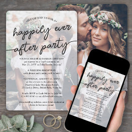 Small Wedding Happily Ever After Party Stylish Photo Invitation Front View