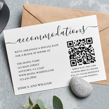 wedding hotel accommodation with qr code enclosure invitations