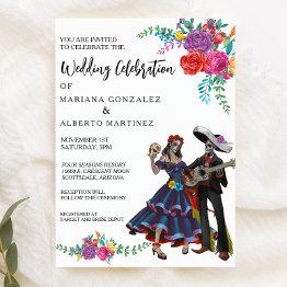 Small Wedding Invitation Day Of Dead Fiesta Front View