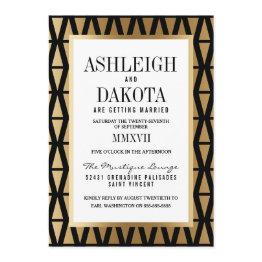 Small Wedding | Modern Gold & Black Geometric Invitation Front View