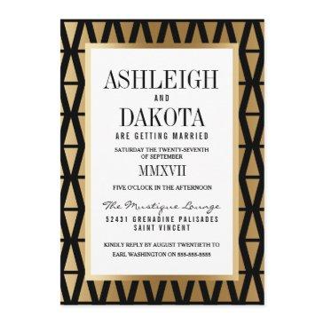 wedding | modern gold & black geometric invitation