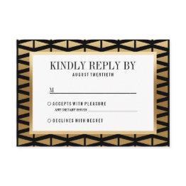Small Wedding | Modern Gold & Black Geometric Rsvp Invitations Front View