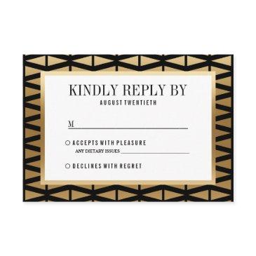 wedding | modern gold & black geometric rsvp invitations