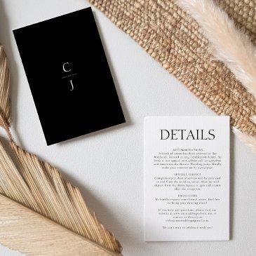 wedding monogram elegant black white details enclosure invitations