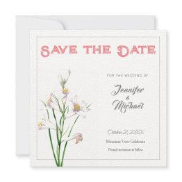 Small Wedding Professional Flower Design Save The Date Invitation Front View