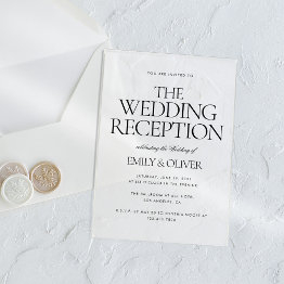 Small Wedding Reception Party Elegant Black Text Clear Acrylic Invitations Front View
