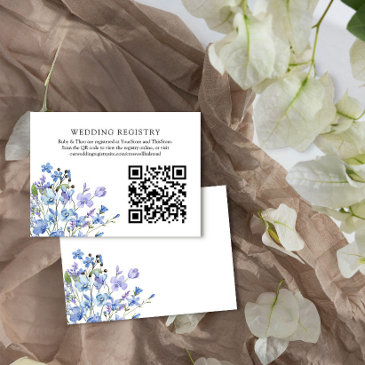 wedding registry qr code periwinkle wildflower enclosure invitations