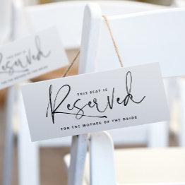 Small Wedding Reserved Sign Minimalist Script Invitations Front View