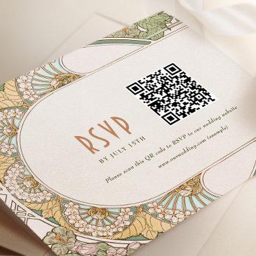 wedding rsvp qr code vintage art nouveau mucha invitation