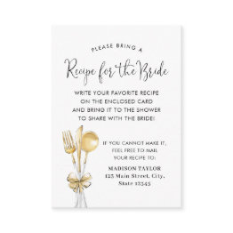 Small Wedding Spoon Fork Bridal Shower Recipe Request Enclosure Invitations Front View