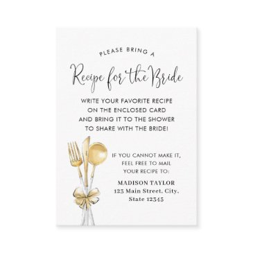 wedding spoon fork bridal shower recipe request enclosure invitations
